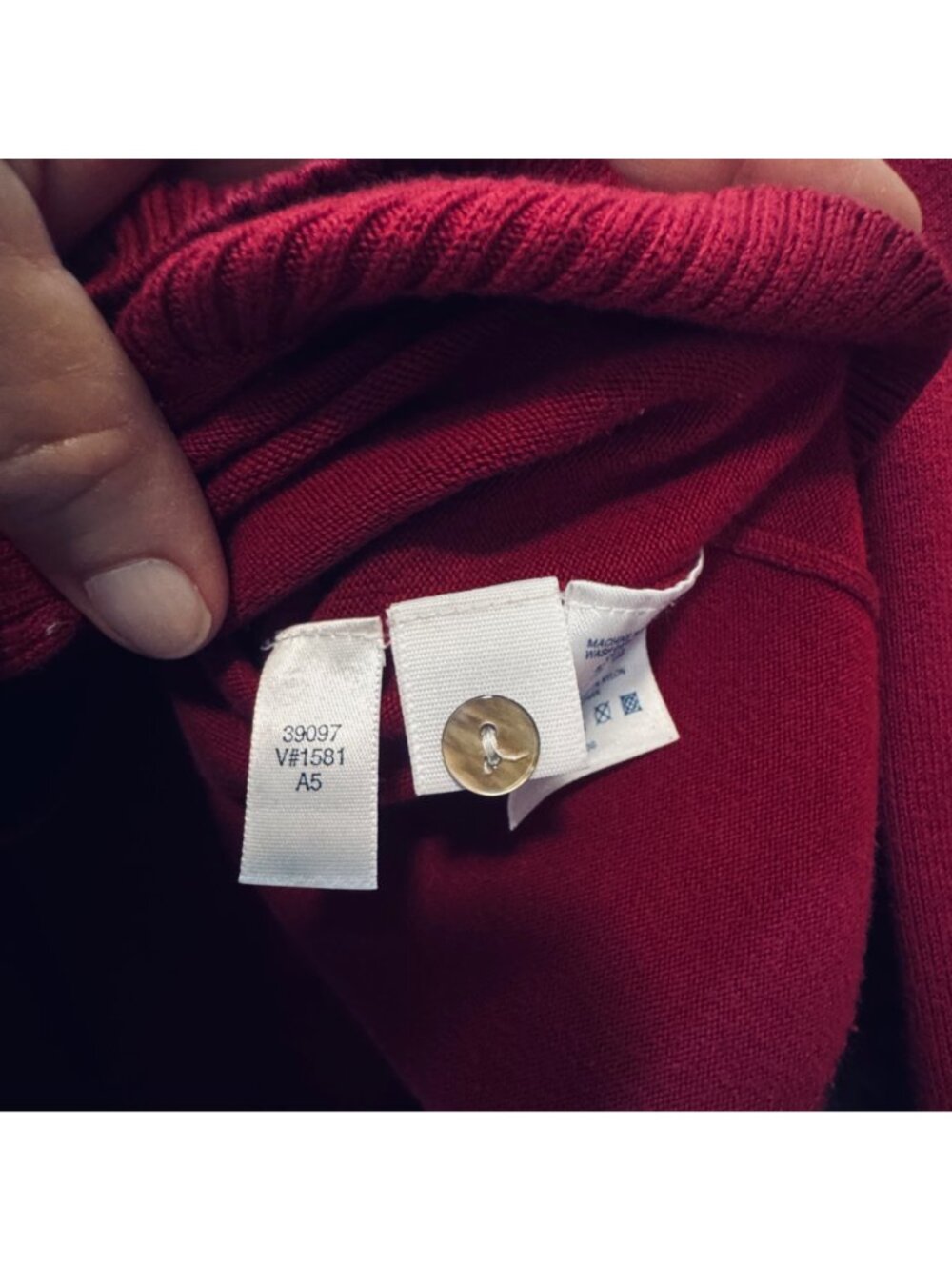 Vintage Lands End 1987 Drifter Cardigan Cotton Cranberry Size 10 Shell Buttons - Picture 9 of 16